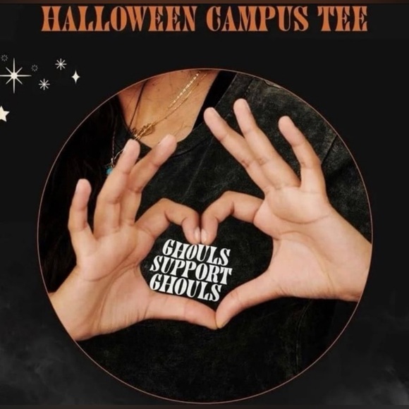 VS PINK SHORT SLEEVE CAMPUS TEE SHIRT GLOW IN THE DARK GHOULS SUPPORT GHOULS HTF - Picture 2 of 7